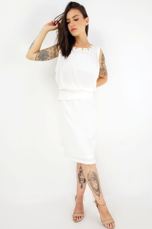 vestido branco midi