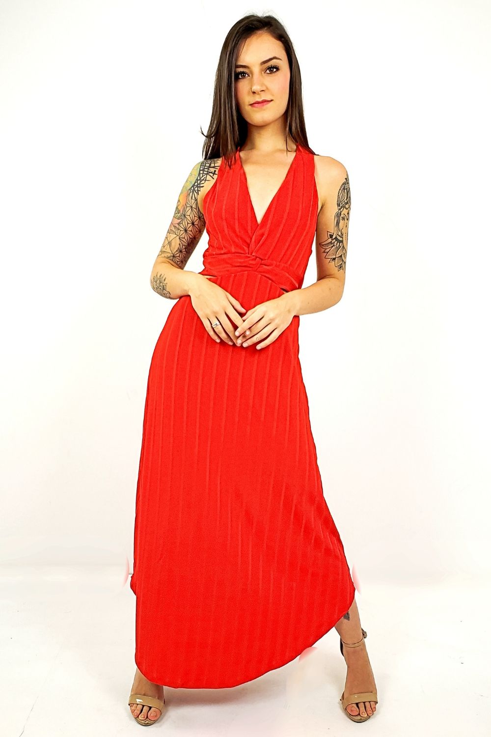 vestido vermelho midi