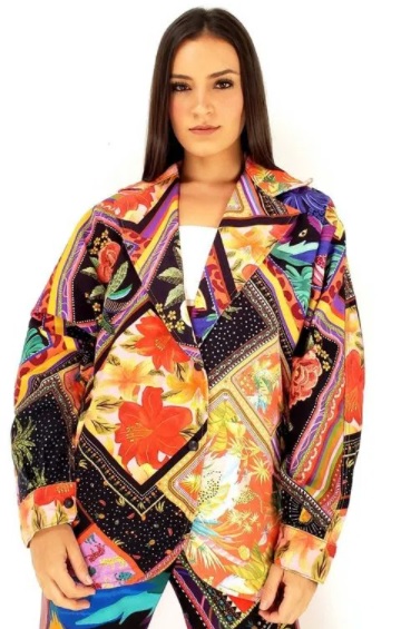 Blazer feminino oversized colorido